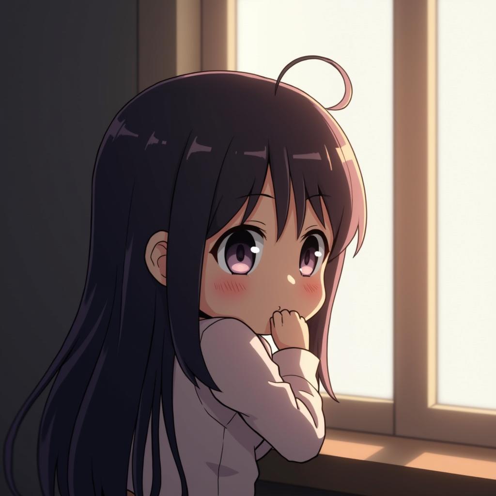Hinh chibi nu buon suy tu voi anh mat xa xam